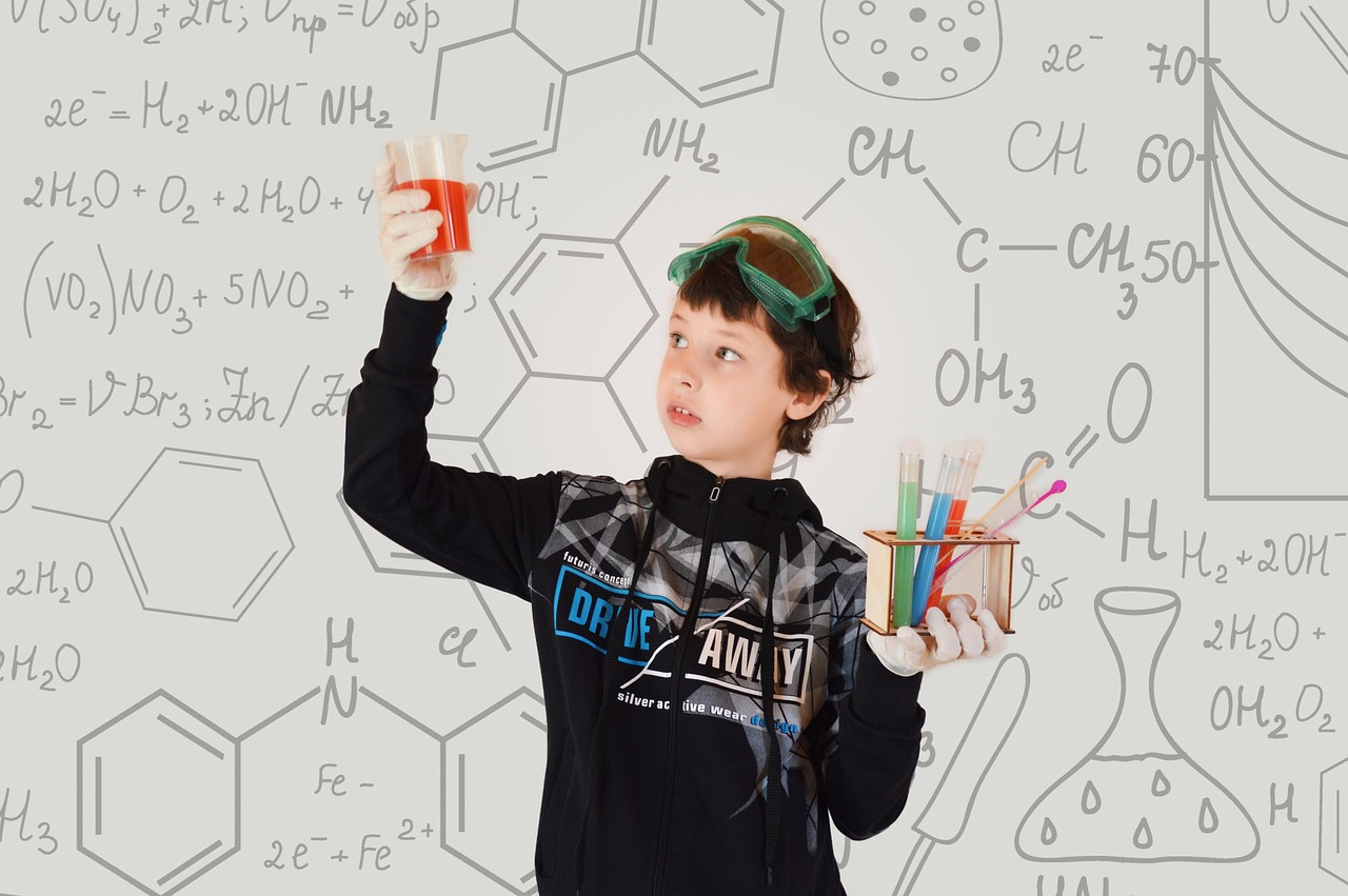 Learner doing chemistry